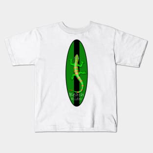 Cool Gecko Lizard Surfboard Rider Kids T-Shirt